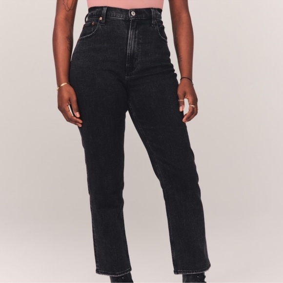 Abercrombie & Fitch Ultra High Rise Ankle Straight Jeans raw edge preppy - Picture 5 of 11